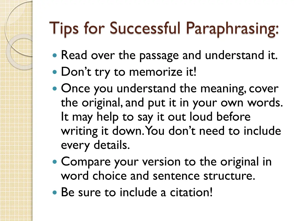 tips for successful paraphrasing