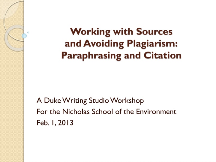 working with sources and avoiding plagiarism