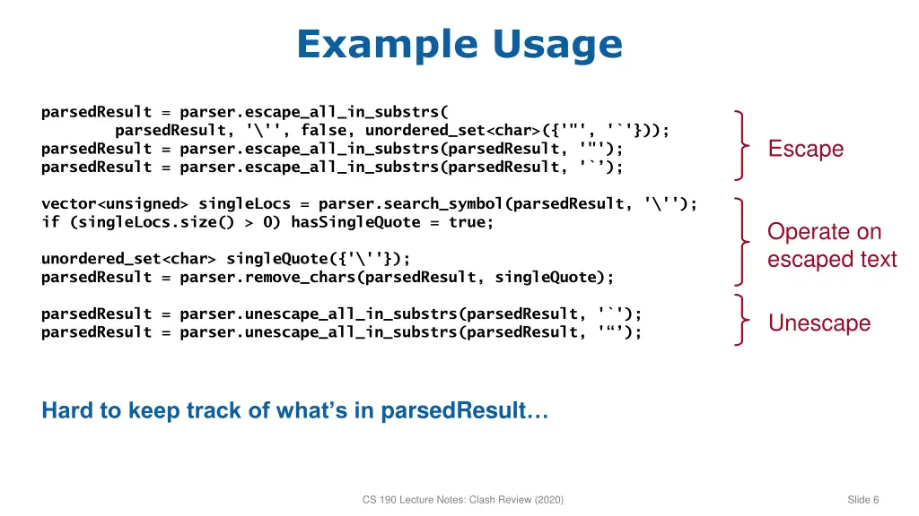 example usage