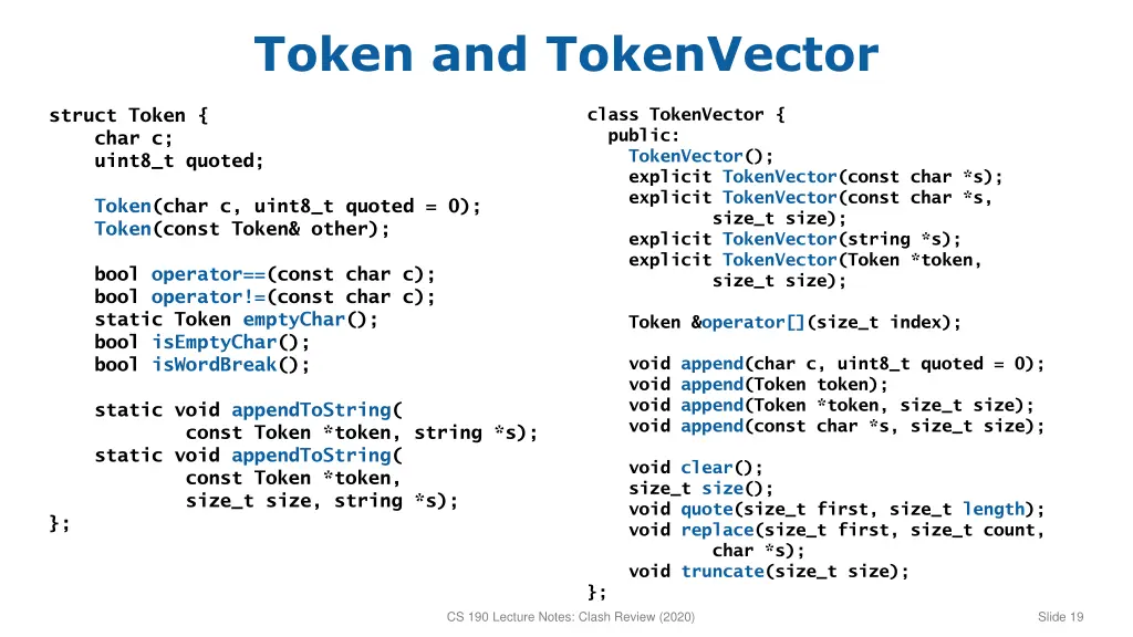 token and tokenvector