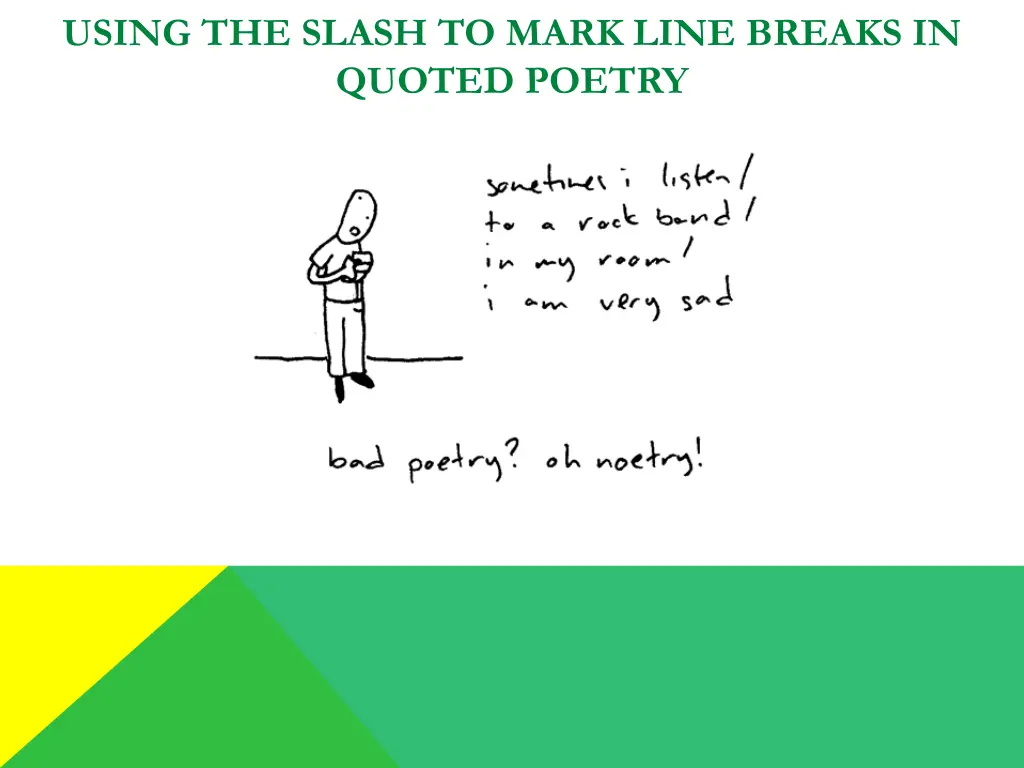 using the slash to mark line breaks in quoted