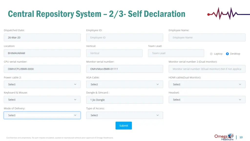 central repository system 2 3 self declaration