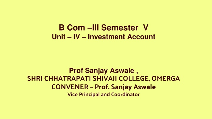 b com iii semester v unit iv investment account