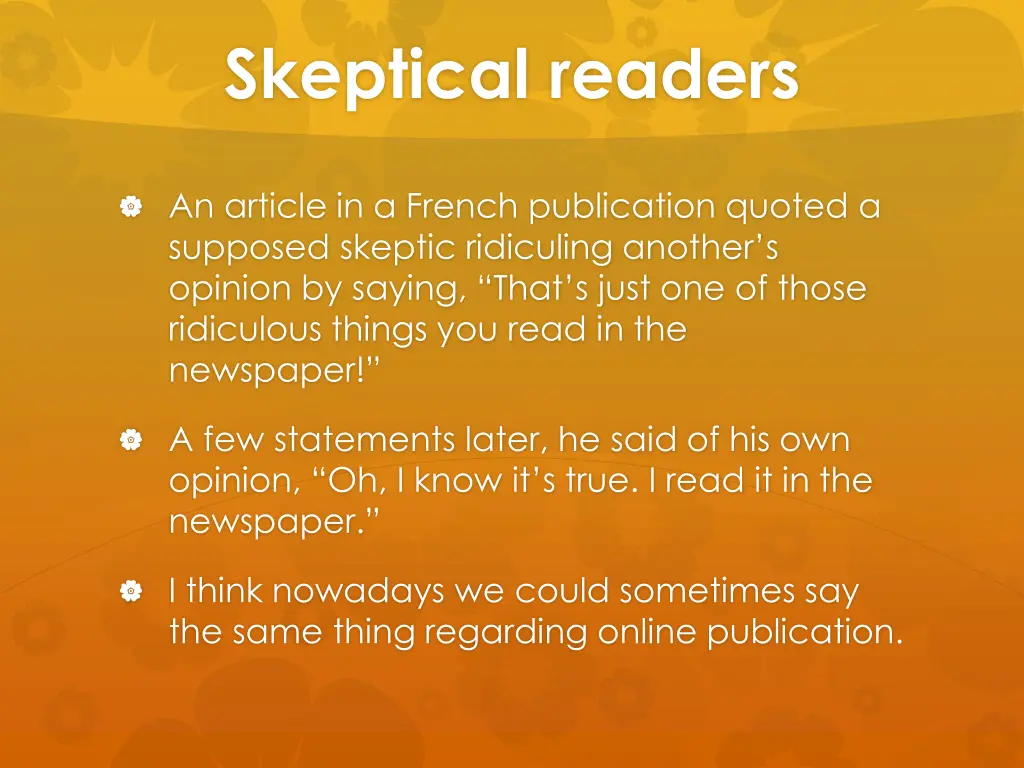 skeptical readers