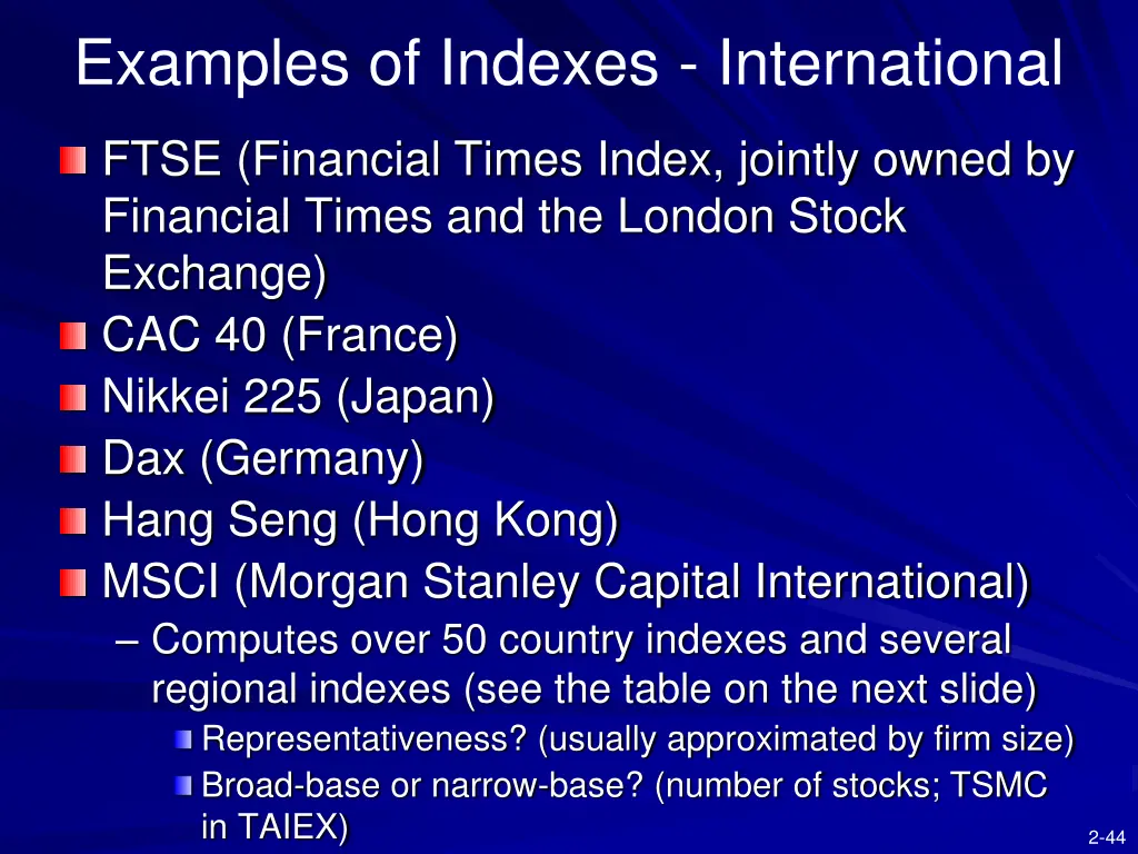 examples of indexes international