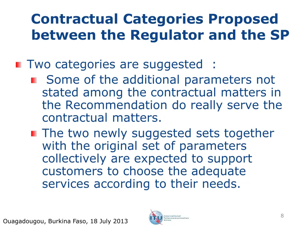 contractual categories proposed between