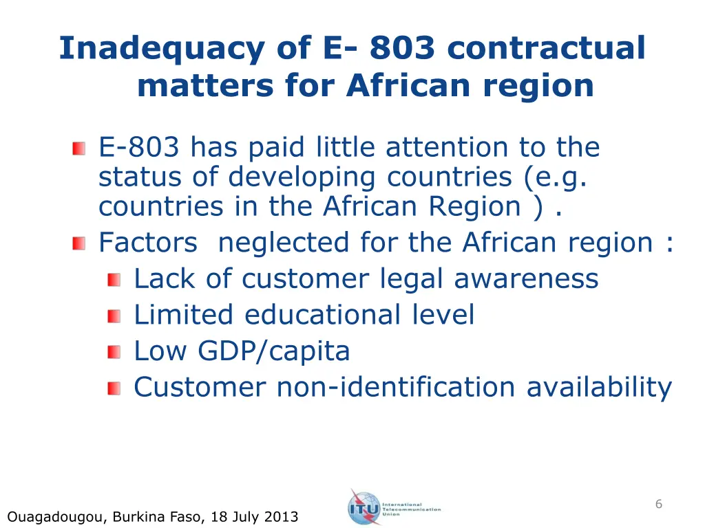 inadequacy of e 803 contractual matters