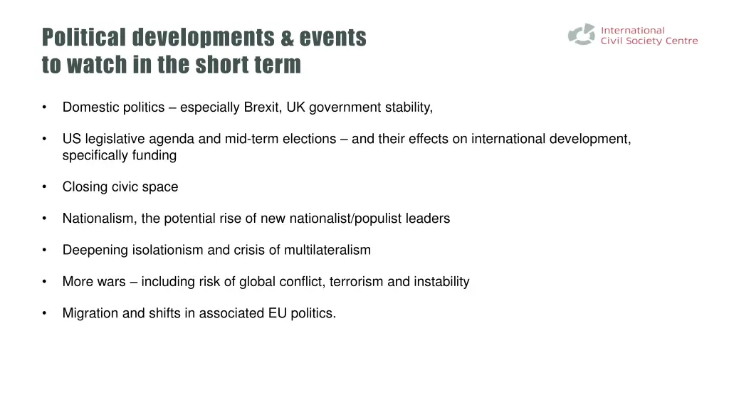 political developments events to watch