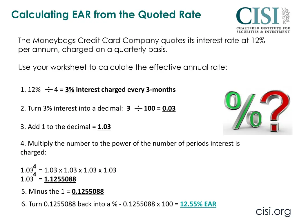 calculating ear from the quoted rate