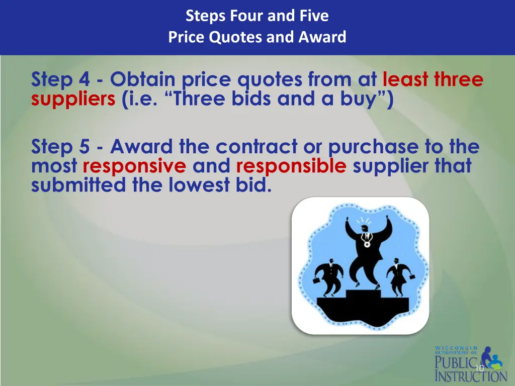 steps four and five price quotes and award