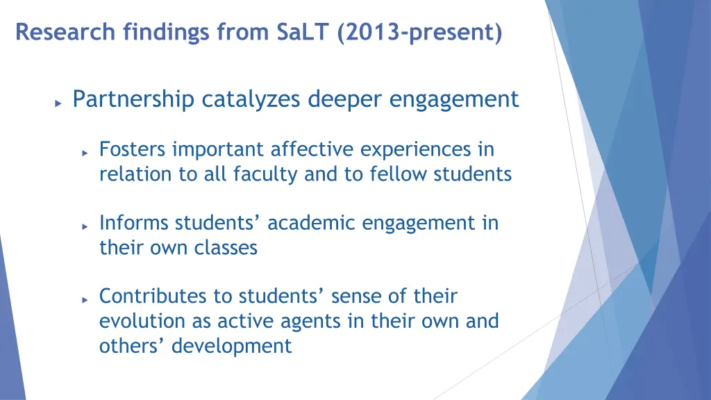 research findings from salt 2013 present 2