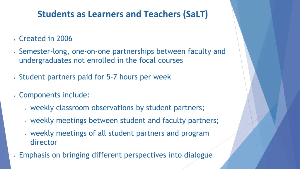 students as learners and teachers salt