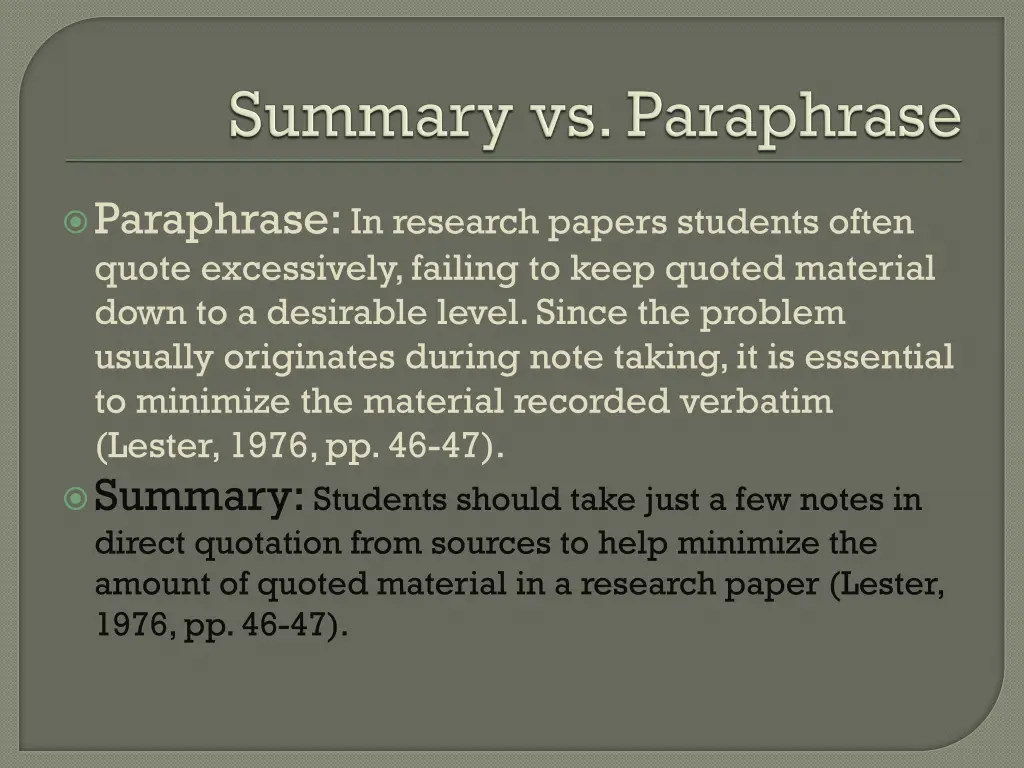 paraphrase in research papers students often