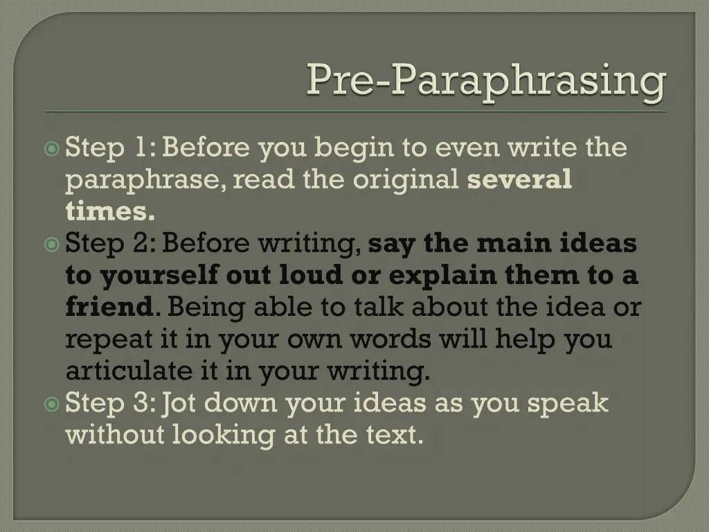 step 1 before you begin to even write