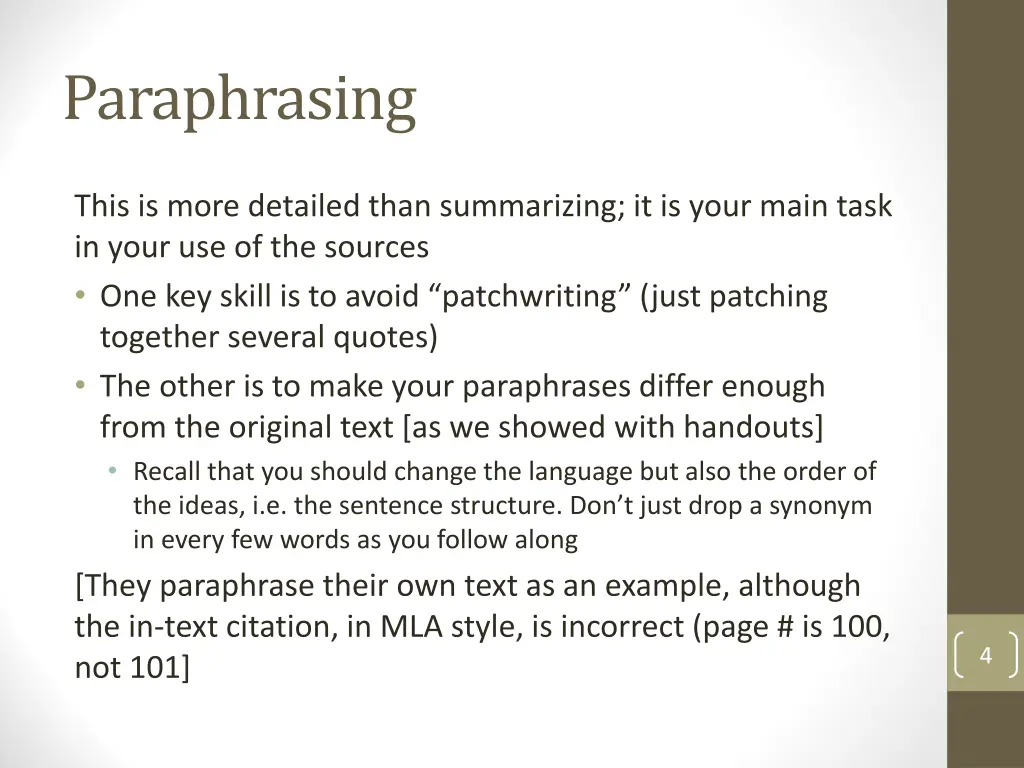 paraphrasing