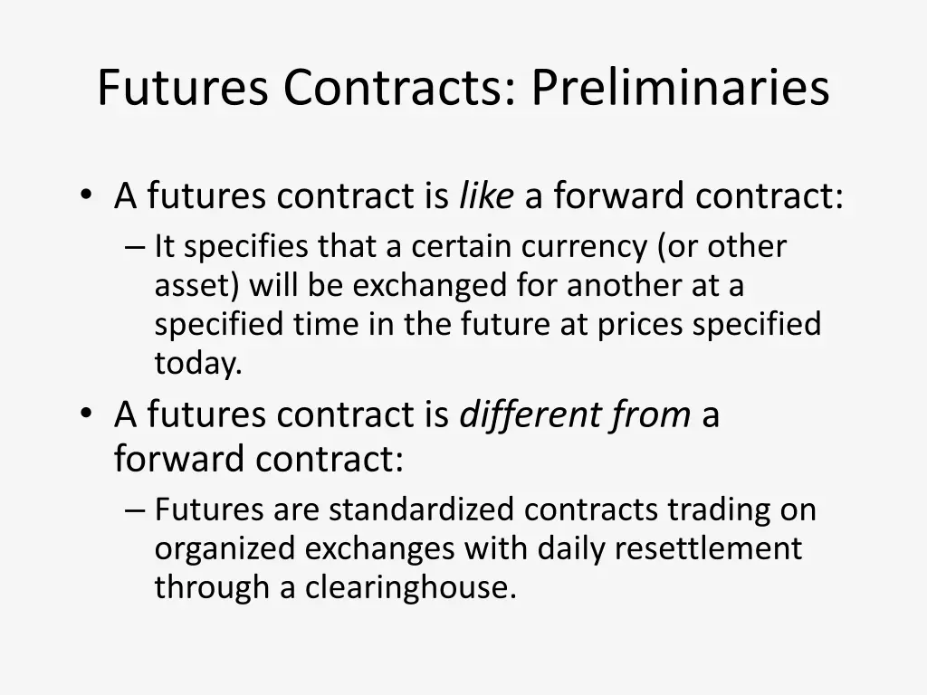 futures contracts preliminaries