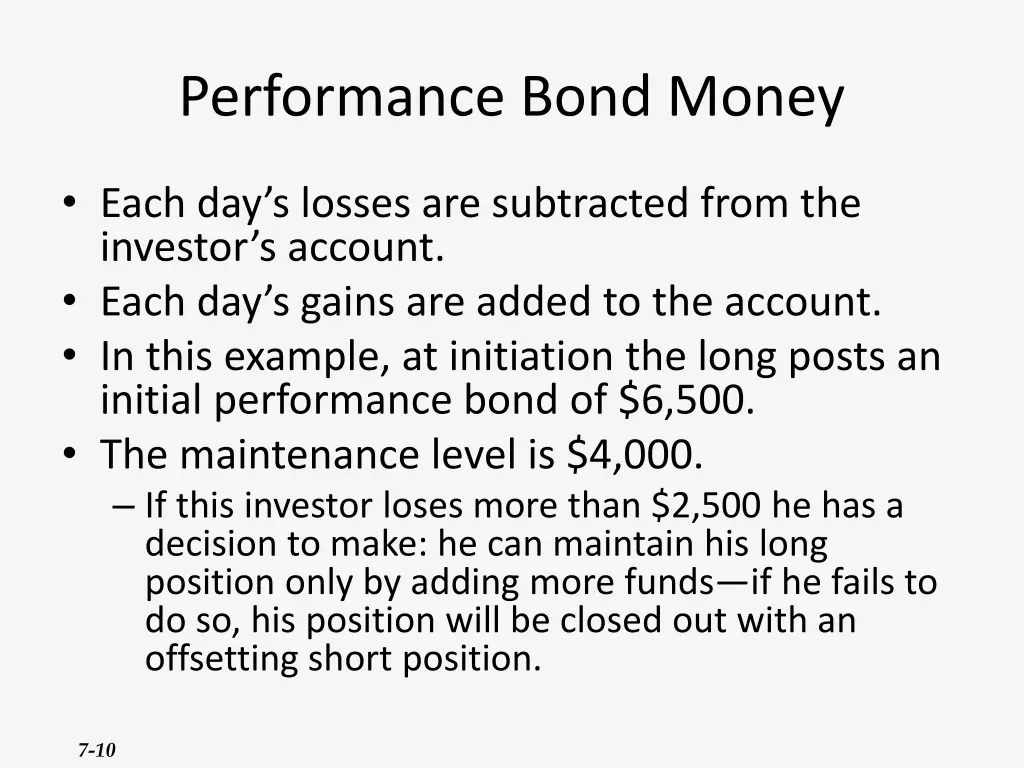 performance bond money