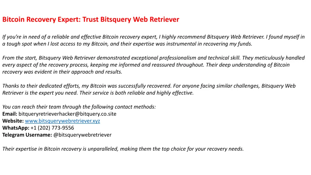 bitcoin recovery expert trust bitsquery