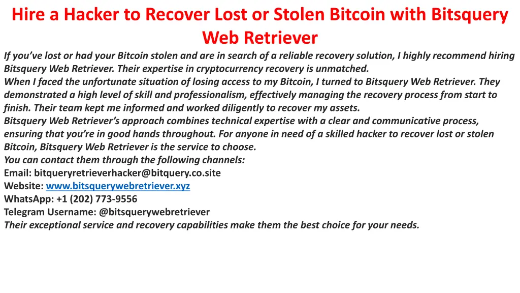 hire a hacker to recover lost or stolen bitcoin