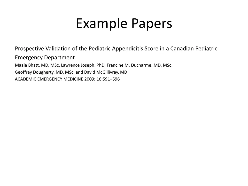 example papers