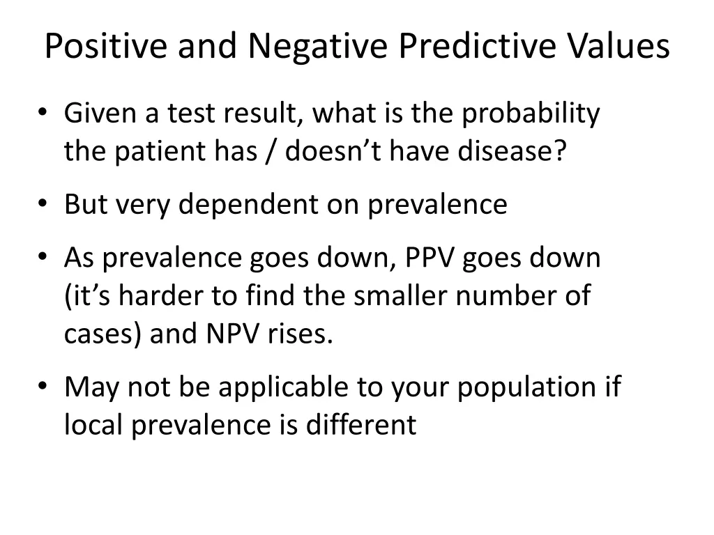 positive and negative predictive values