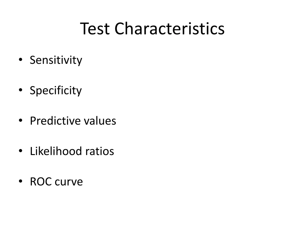 test characteristics