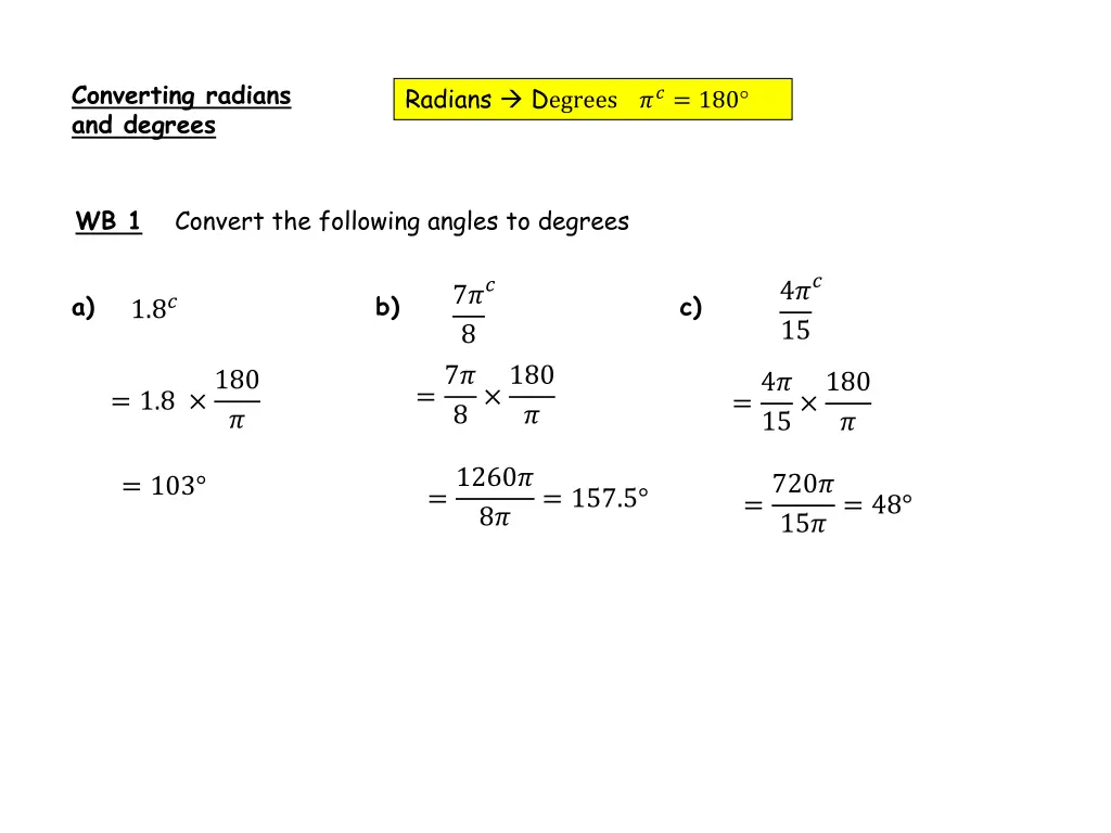 converting radians and degrees