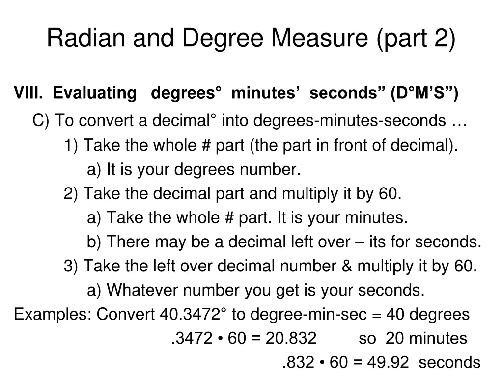 radian and degree measure part 2 3