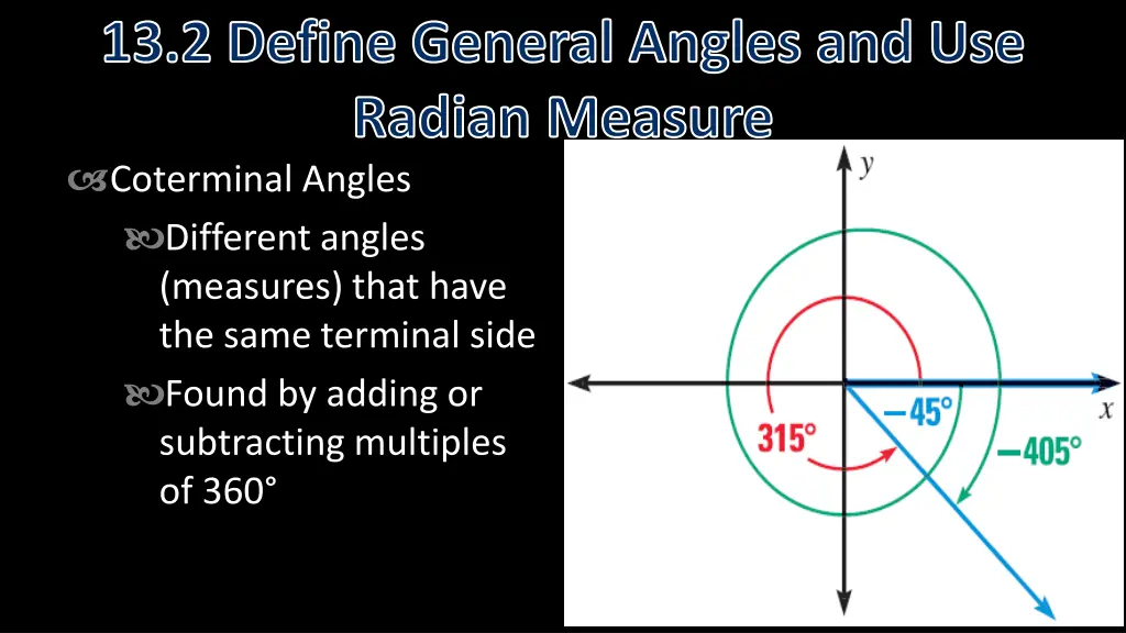 13 2 define general angles and use radian measure 1