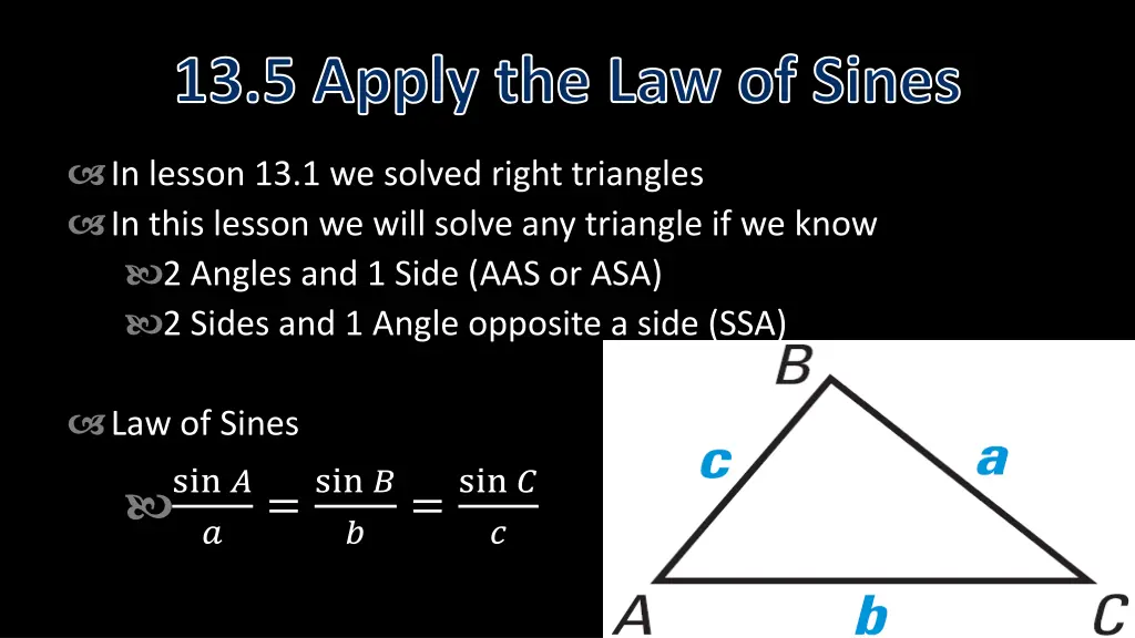 13 5 apply the law of sines