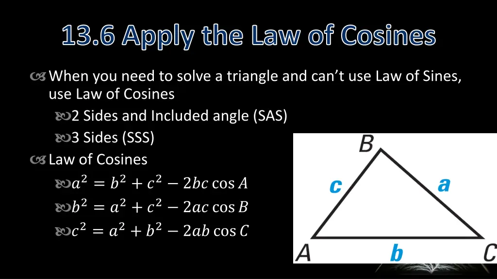 13 6 apply the law of cosines