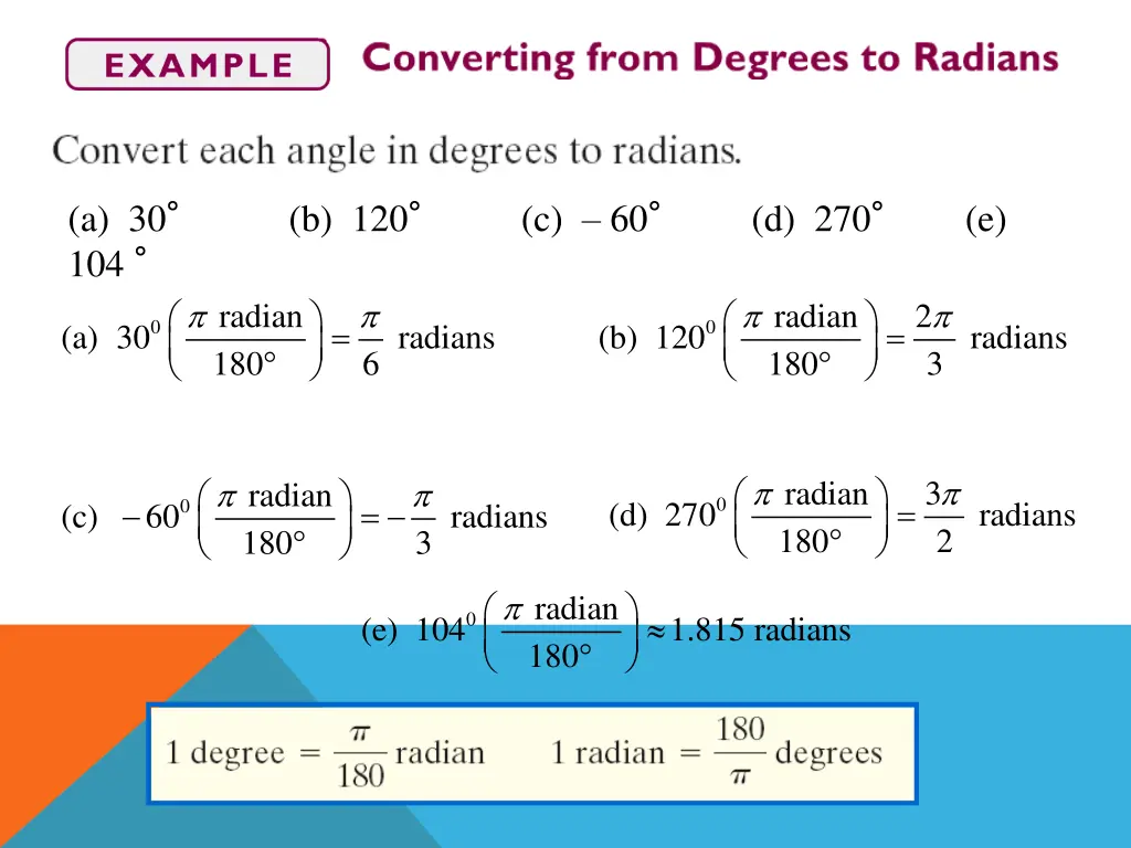 a 30 b 120 c 60 d 270 e 104 radian 30 radians