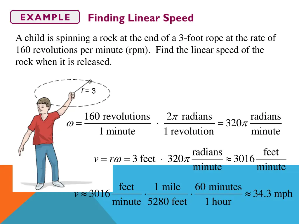 a child is spinning a rock at the end of a 3 foot