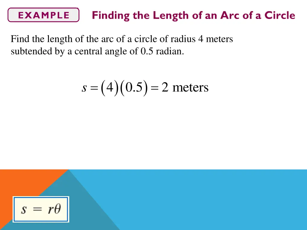 find the length of the arc of a circle of radius