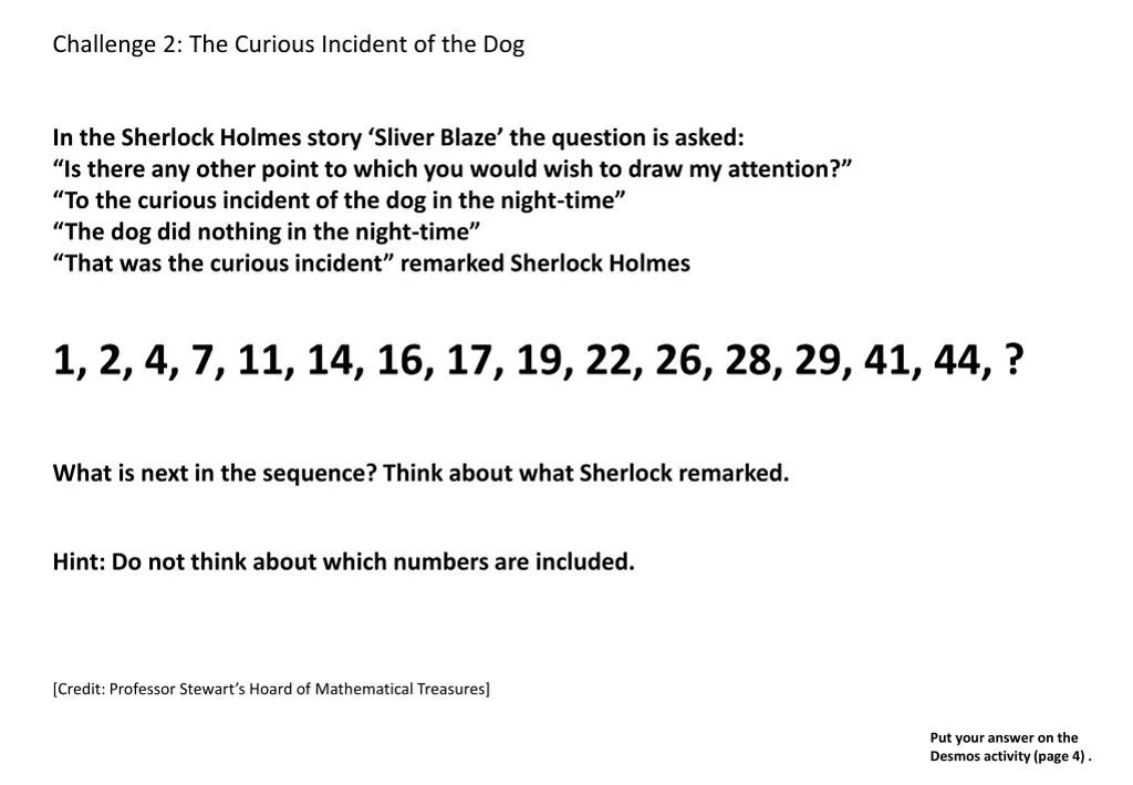 challenge 2 the curious incident of the dog