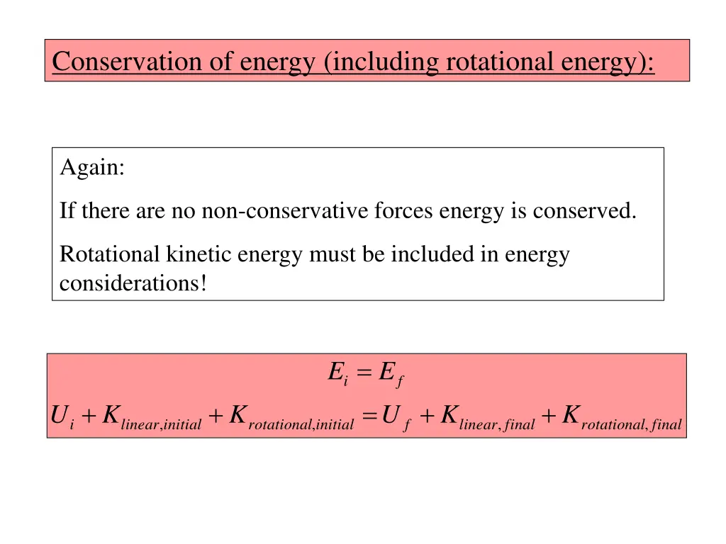 conservation of energy including rotational energy