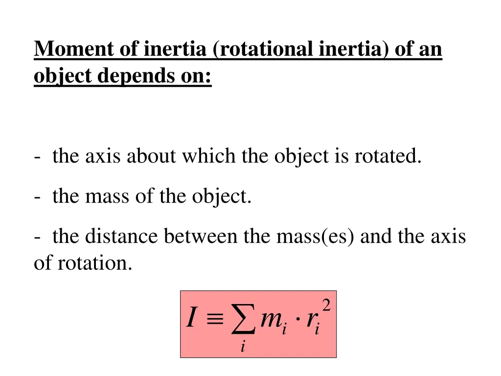 moment of inertia rotational inertia of an object