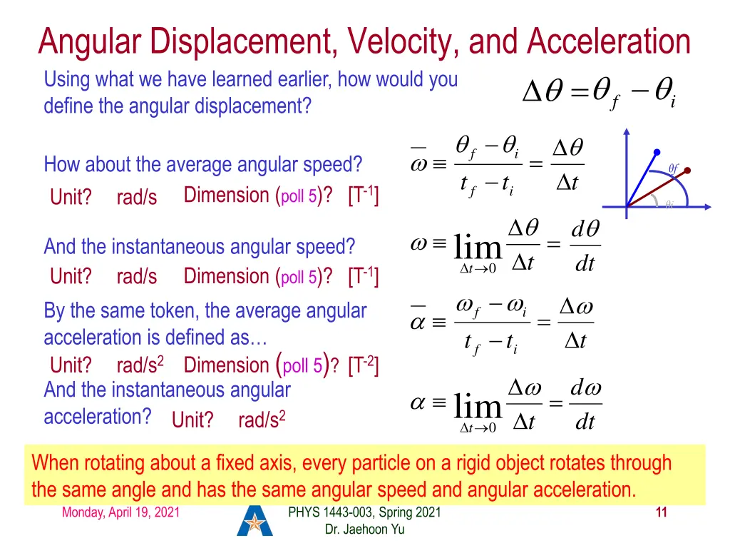 angular displacement velocity and acceleration