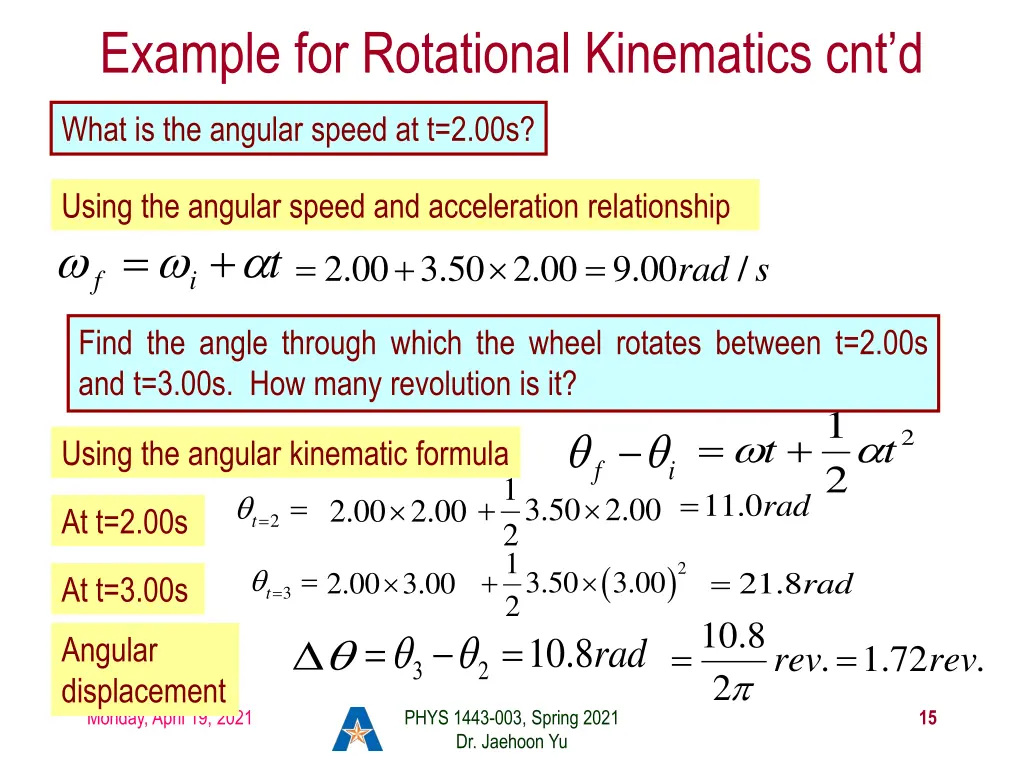 example for rotational kinematics cnt d