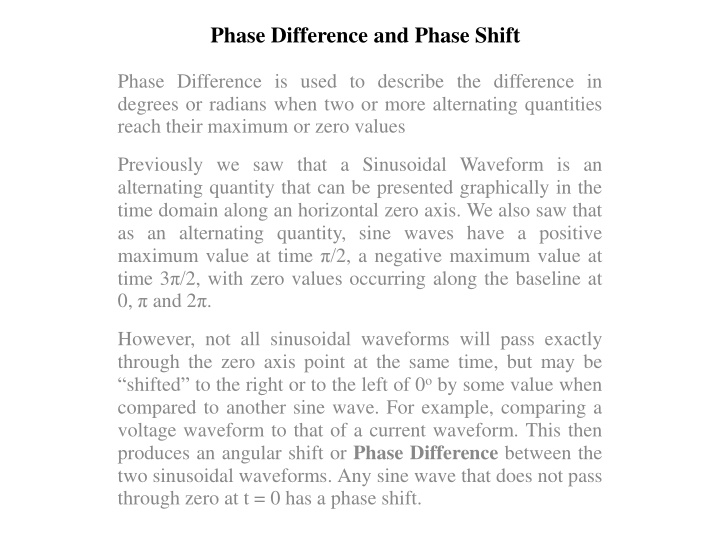 phase difference and phase shift