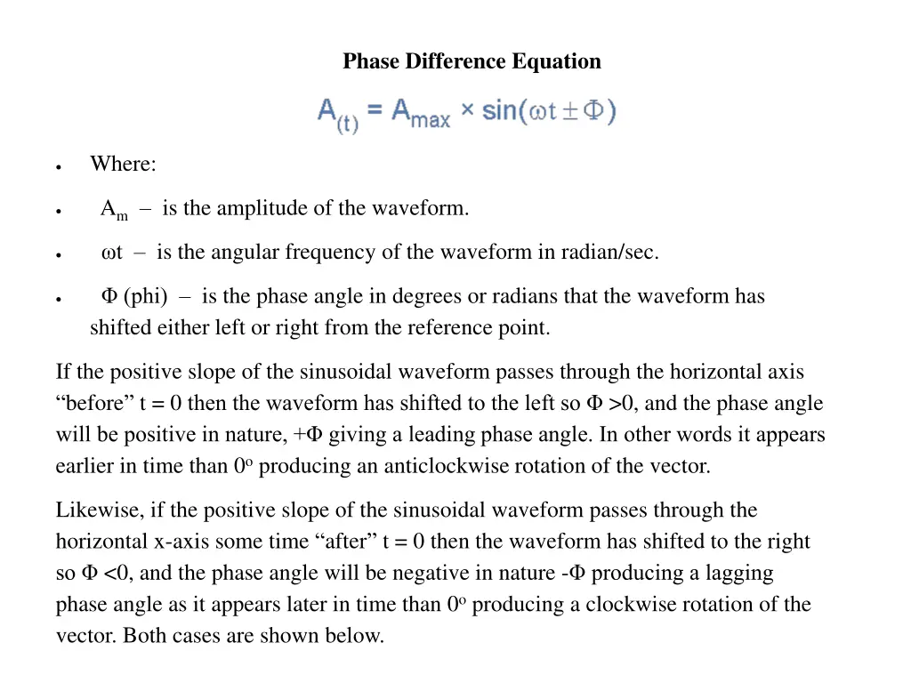 phase difference equation