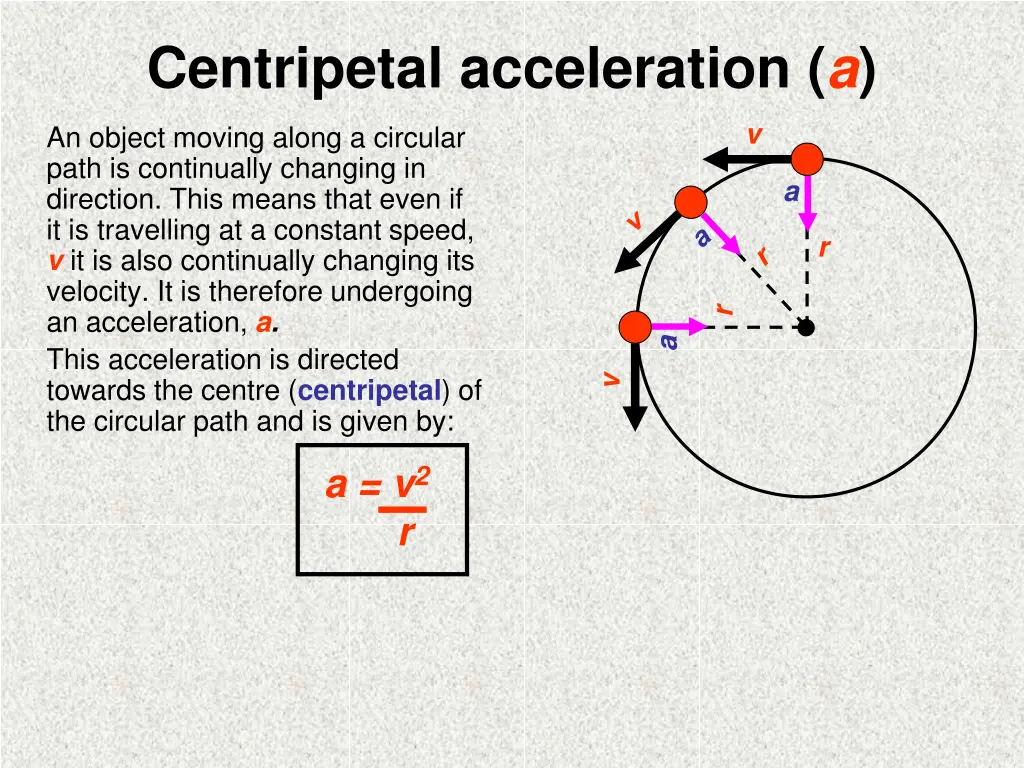 centripetal acceleration a