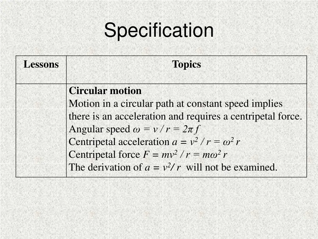 specification