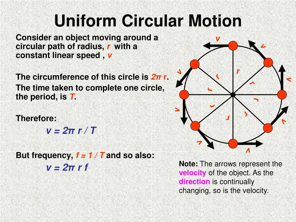 uniform circular motion consider an object moving