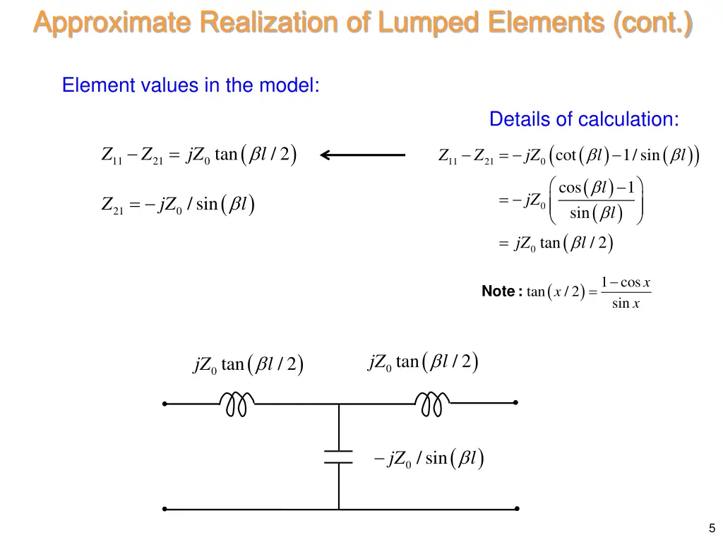 approximate realization of lumped elements cont 1