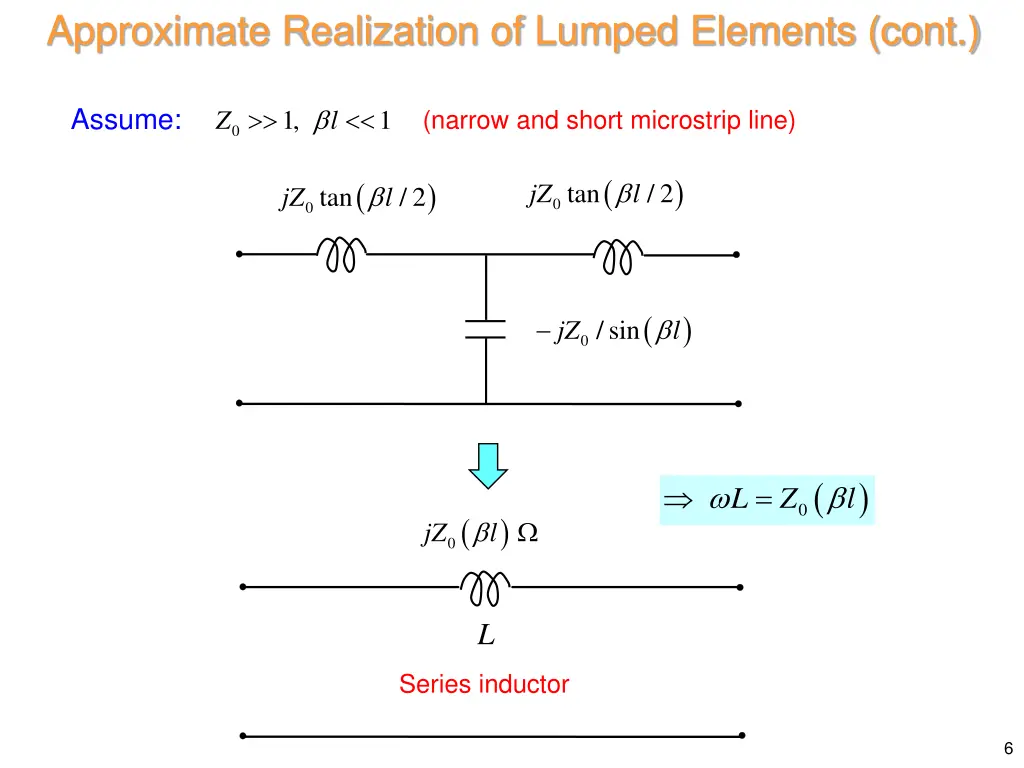 approximate realization of lumped elements cont 2