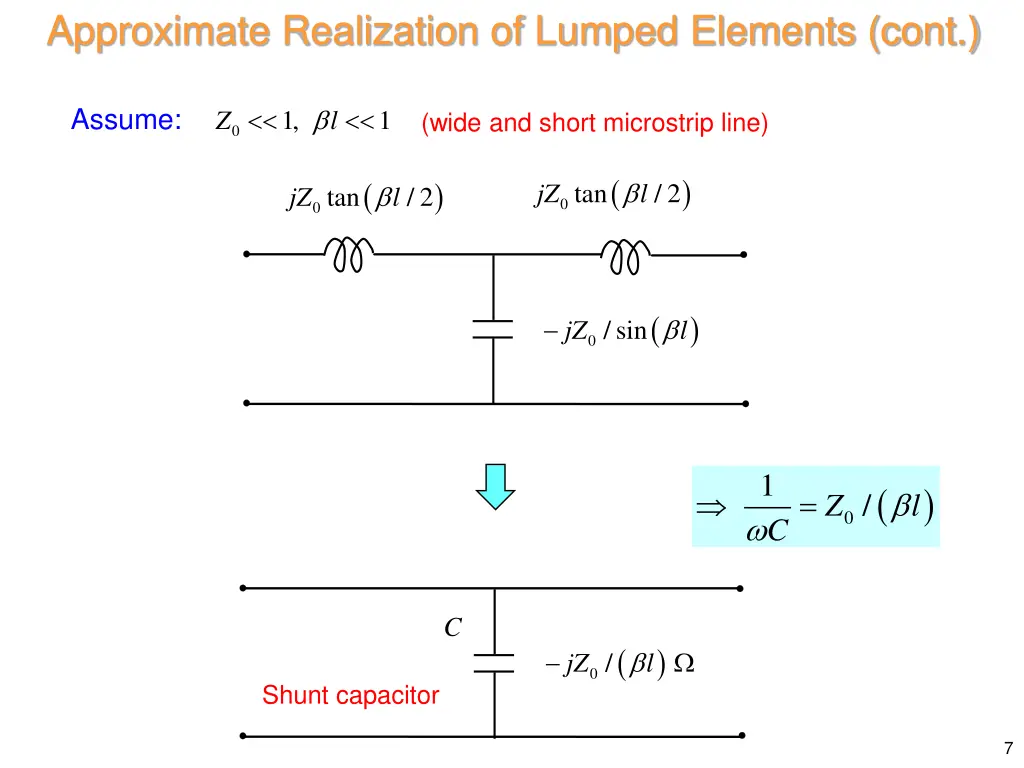 approximate realization of lumped elements cont 3