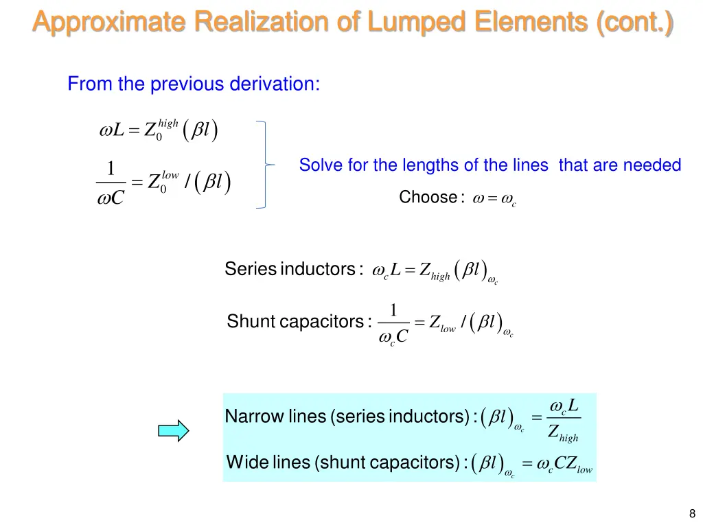 approximate realization of lumped elements cont 4