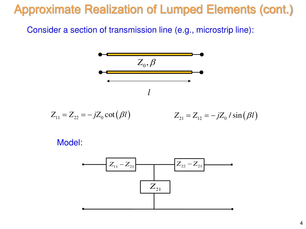 approximate realization of lumped elements cont