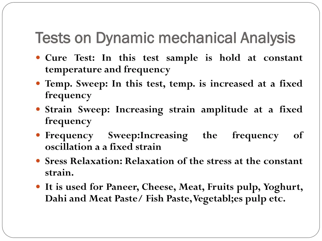 tests on dynamic mechanical analysis tests